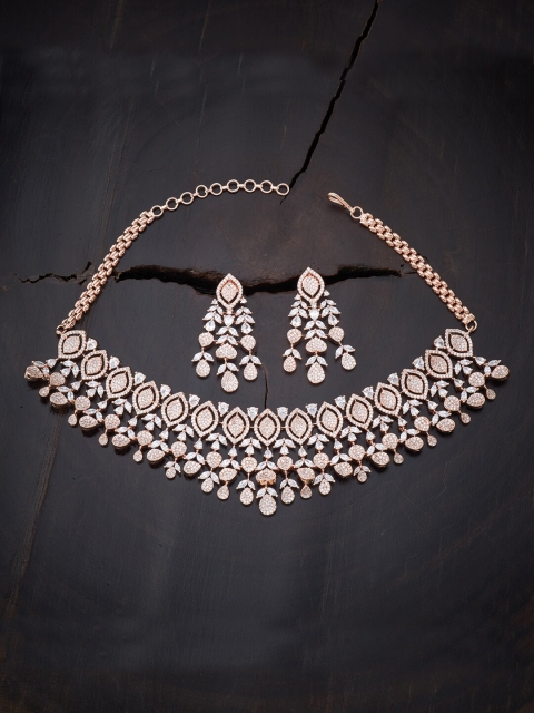 

Kushal's Fashion Jewellery White & Rose Gold Rose Gold-Plated Necklace