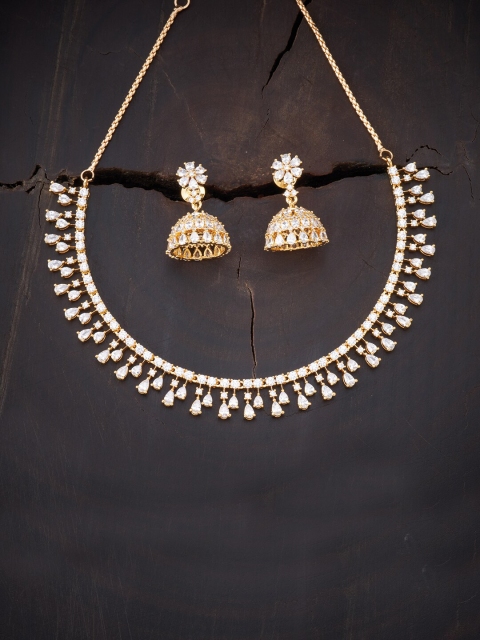 

Kushals Fashion Jewellery Gold-Plated & White Cubic Zirconia Jewellery Set
