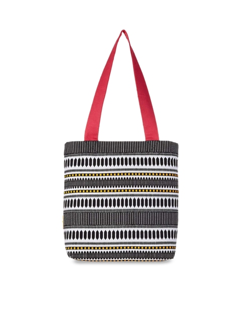 

Kanvas Katha Multicoloured Structured Tote Bag with Cut Work, Multi