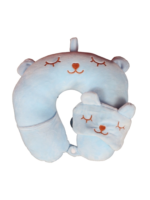 

SKYLOFTS Unisex Kids Blue Printed Travel Neck Pillow with Sleeping Eye Mask