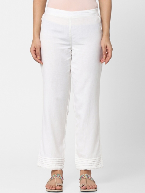 

Naari Women White Straight Fit Trousers