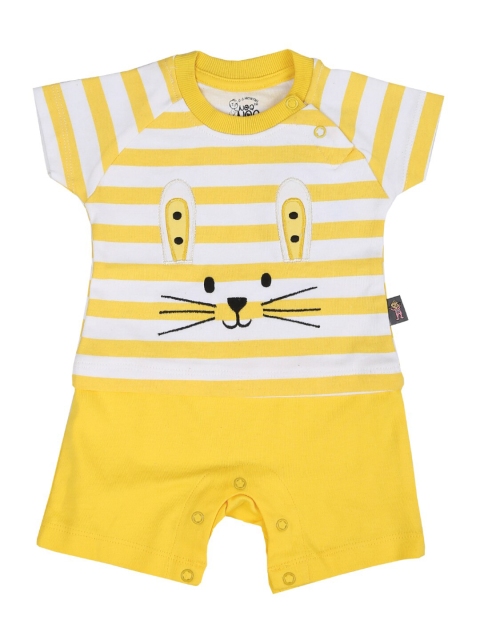 

V-Mart Kids Yellow Striped Cotton Rompers