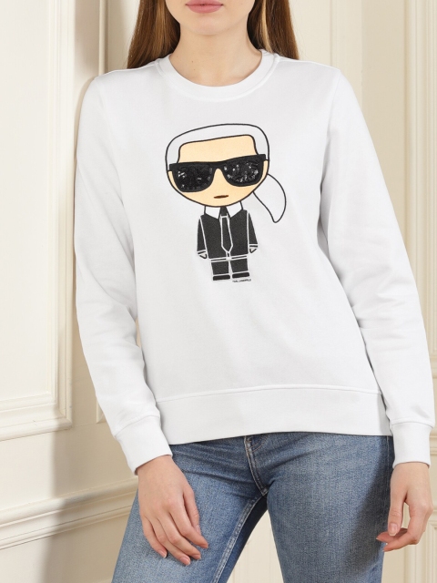 

Karl Lagerfeld Women White Printed Pure Cotton Sweatshirt