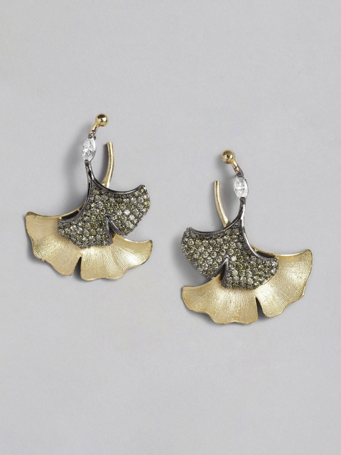 

MIDASKART Gold-Toned Contemporary Drop Earrings