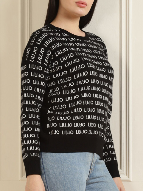 

LIU JO Women Black Typography Printed Sweatshirt