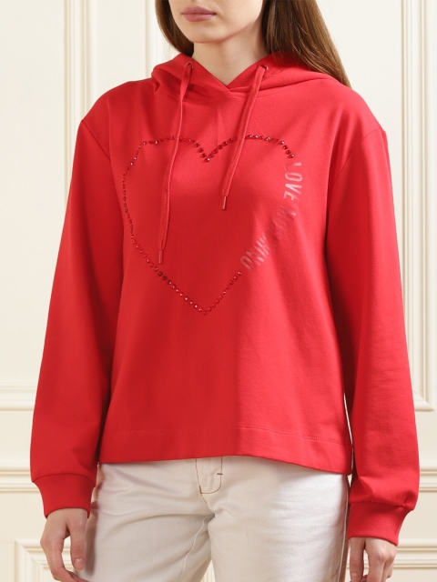 

LOVE MOSCHINO Women Red Hooded Sweatshirt