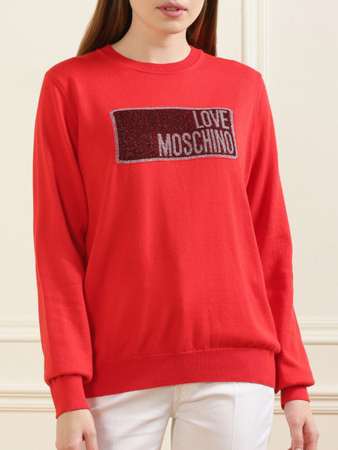 

LOVE MOSCHINO Women Red Embellished Sweatshirt