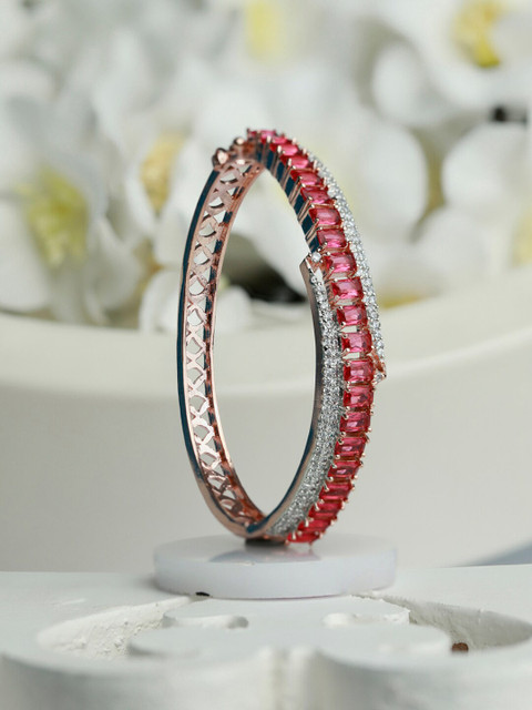 

Priyaasi Women Rose Gold-Plated American Diamond Bangle-Style Bracelet