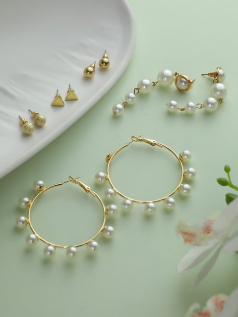 

Priyaasi Set of 8 Gold Contemporary Hoop Earrings, Rose gold