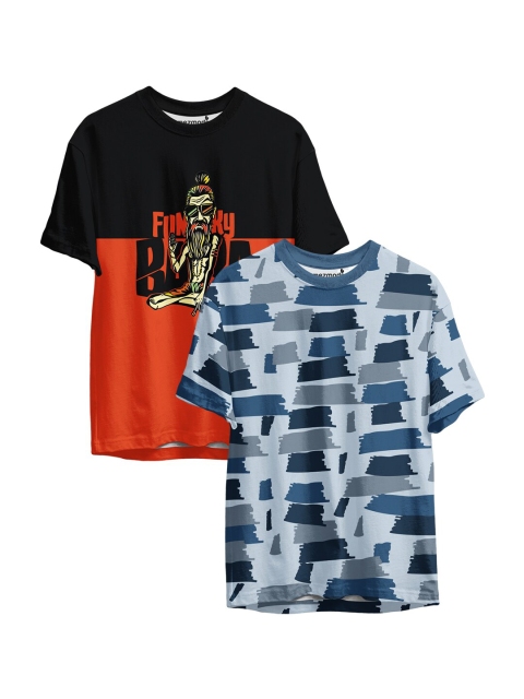 

mezmoda Boys Red & Blue 2 Printed Sublimation Applique T-shirt