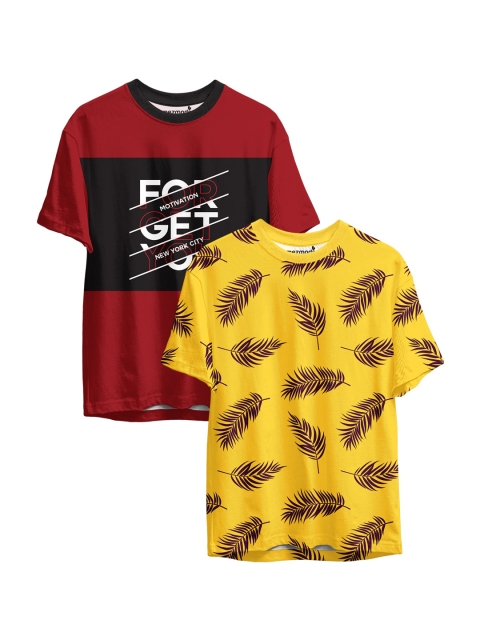 

mezmoda Boys Red & Yellow 2 Printed Sublimation T-shirt