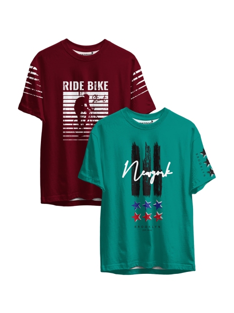 

mezmoda Boys Maroon & Green Printed Sublimation T-shirt Pack Of 2