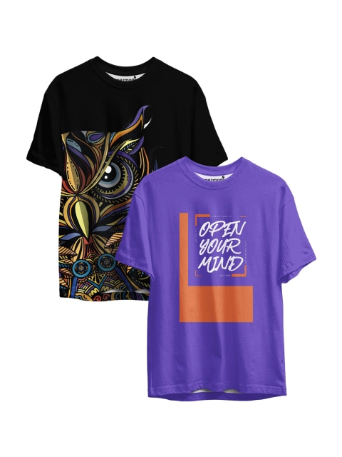 

mezmoda Boys Purple & Black Typography 2 Printed Sublimation T-shirt