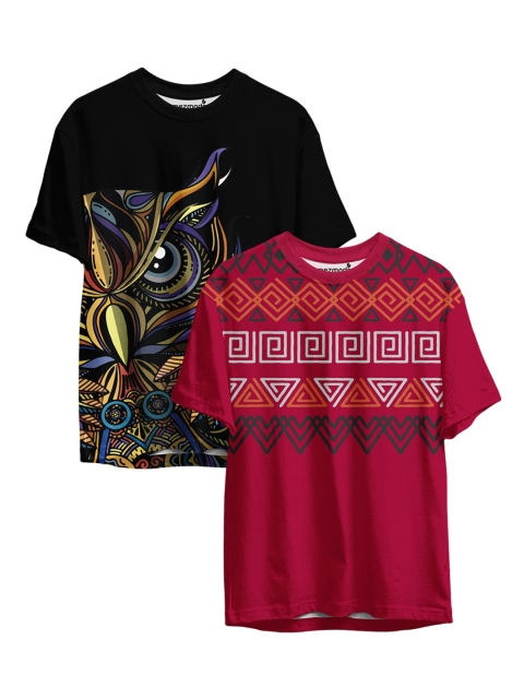 

mezmoda Boys Black & Maroon Printed Sublimation T-shirt Pack Of 2