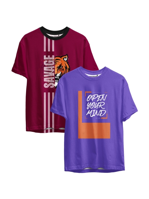 

mezmoda Boys Magenta & Purple Typography 2 Printed Sublimation T-shirt