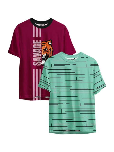

mezmoda Boys Burgundy & Green Printed Sublimation T-shirt Pack Of 2