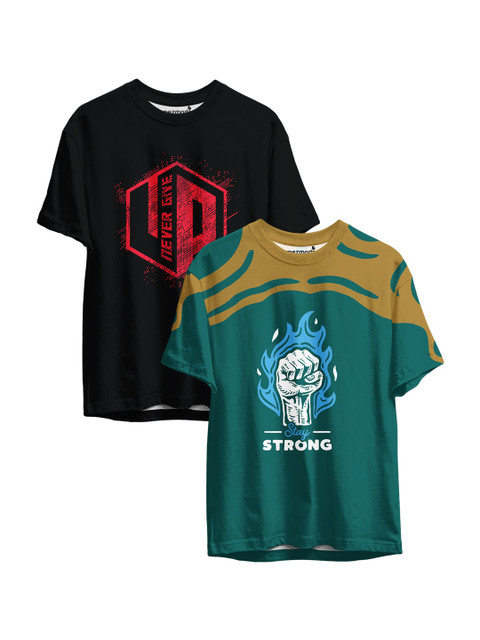 

mezmoda Boys Multicoloured Set of 2 Printed T-shirt, Multi