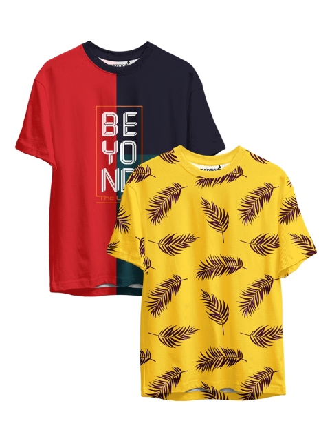 

mezmoda Boys Red & Yellow 2 Printed Sublimation T-shirt