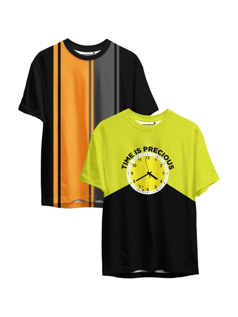 

mezmoda Boys Pack of 2 Orange & Yellow Printed Sublimation T-shirts