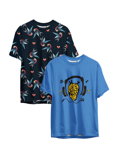 

mezmoda Boys Blue & Yellow Printed Sublimation T-shirt Pack Of 2