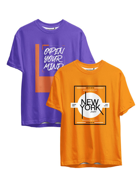 

mezmoda Boys Multicoloured Typography Set Of 2 Printed T-shirt, Multi