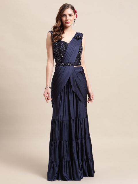 

Grancy Navy Blue Embellished Ready to Wear Saree