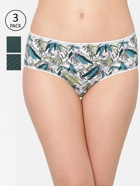 

Juliet Women Pack of 3 Printed Hipster Briefs, Green