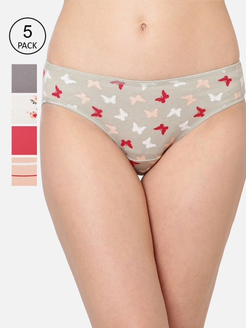 

Juliet Women Pack Of 5 Printed Basic Briefs 060001600015929, Grey