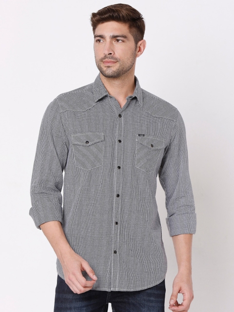 

Mufti Men Black Slim Fit Checked Casual Shirt