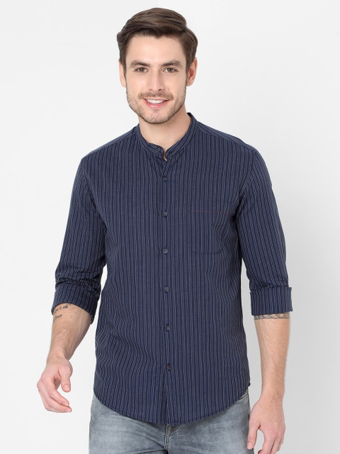 

Mufti Men Blue Slim Fit Striped Casual Shirt