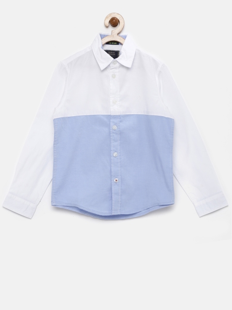

Indian Terrain Boys White & Blue Colourblocked Casual Shirt