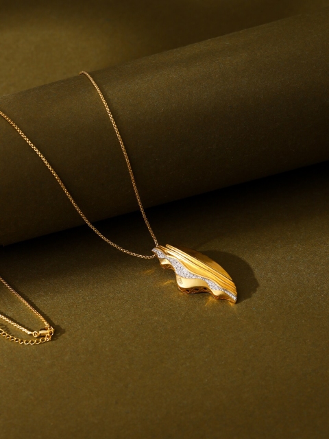 

shaze Gold-Plated White CZ-studded Pendent with Chain