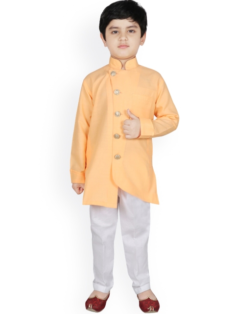 

SG YUVRAJ Boys Orange Angrakha Kurta with Pyjamas