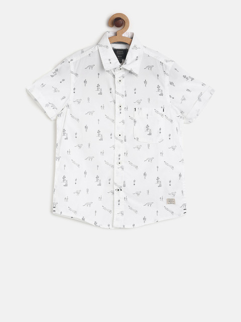 

Indian Terrain Boys White Regular Fit Printed Casual Shirt
