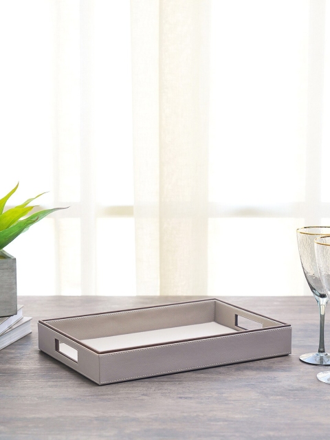 

Pure Home and Living Beige & Grey Solid Rectangular Serving Tray