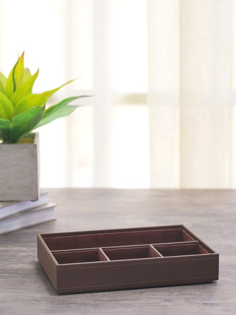 

Pure Home and Living Brown Pelle 4-Part Organizer Tray