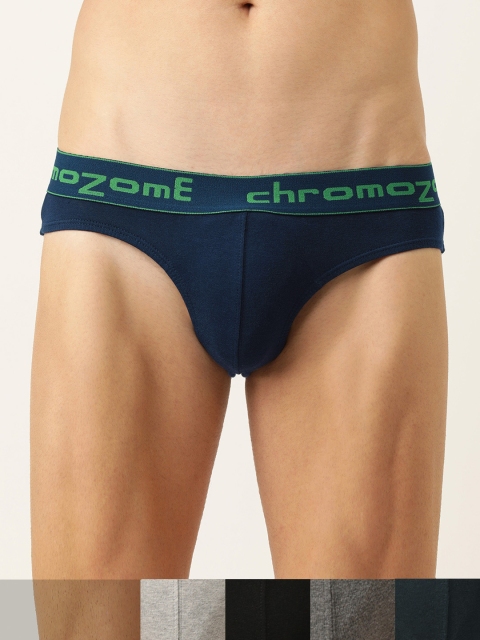 

Chromozome Men Pack of 5 Solid Pure Cotton Basic Briefs 8902733546218-V29, Blue