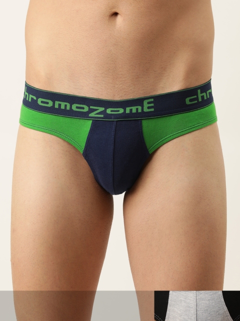 

Chromozome Men Pack of Two Colourblocked Basic Briefs 8902733546614-V33, Navy blue