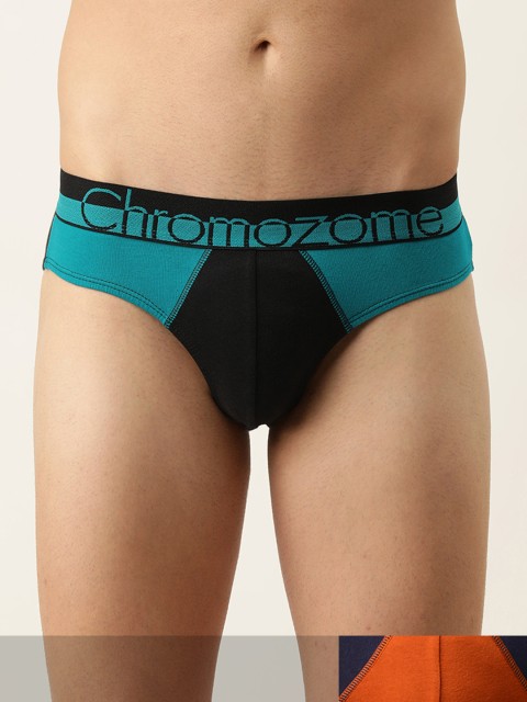 

Chromozome Men Pack Of 2 Colourblocked Briefs- 8902733558242, Orange