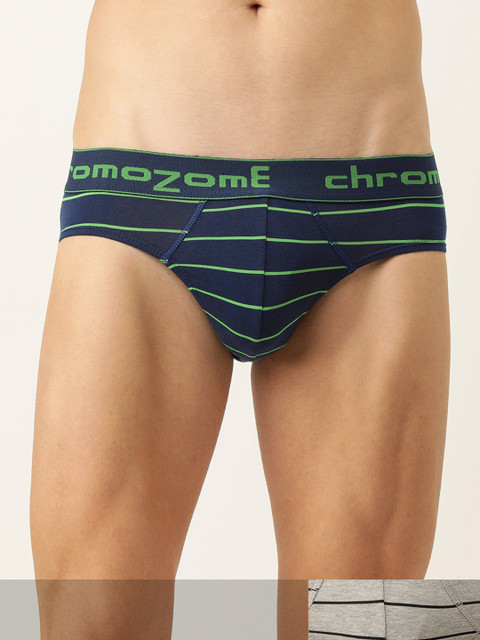 

Chromozome Men Pack of 2 Striped Mid-Rise Basic Briefs 8902733547499-V43, Blue