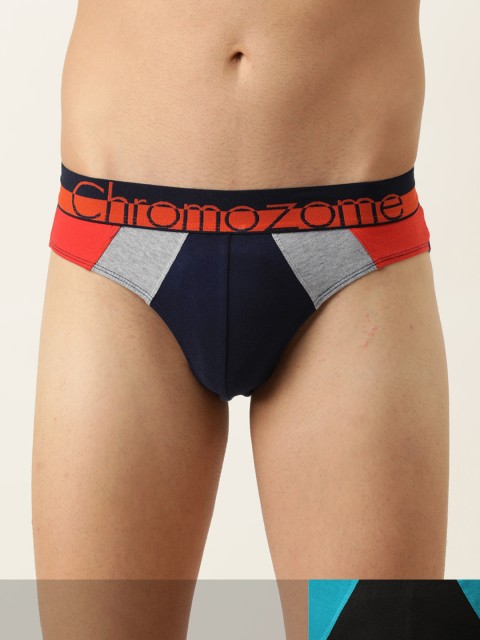 

Chromozome Men Pack of Two Colourblocked Basic Briefs 8902733559201-V91, Navy blue