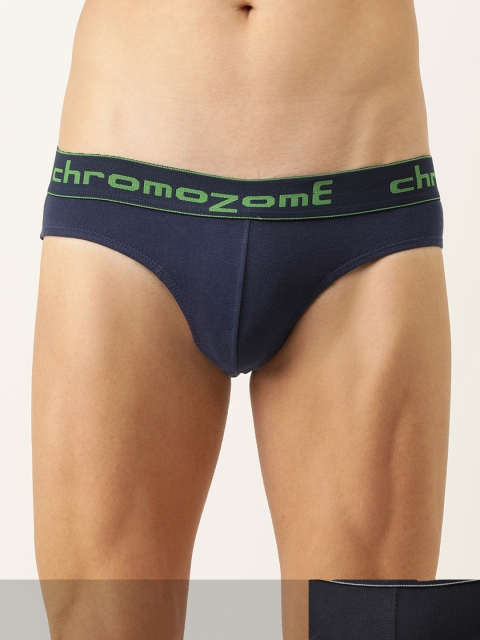 

Chromozome Men Navy Blue & Ink Blue Solid Pack Of 2 Pure Cotton Briefs 8902733574907-V170