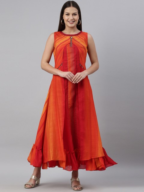 

Neerus Women Orange & Red Printed Kurta