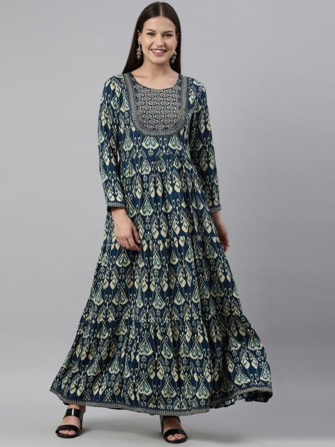 

Neerus Turquoise Blue Printed Anarkali Kurta