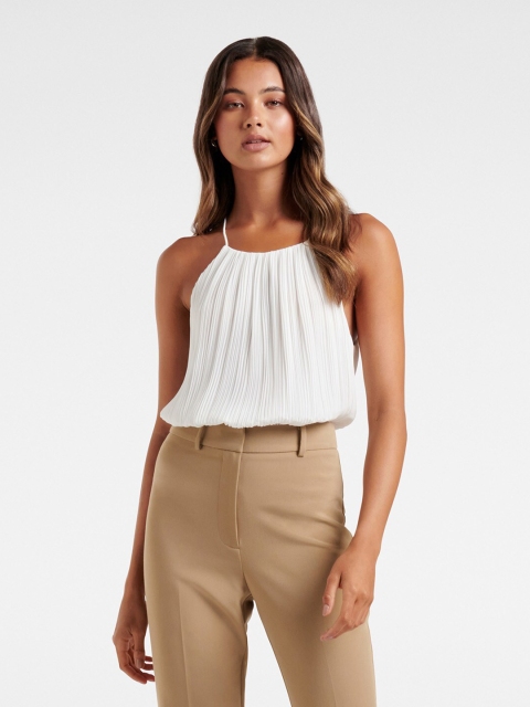 

Forever New White Posie Pleated Cami Top