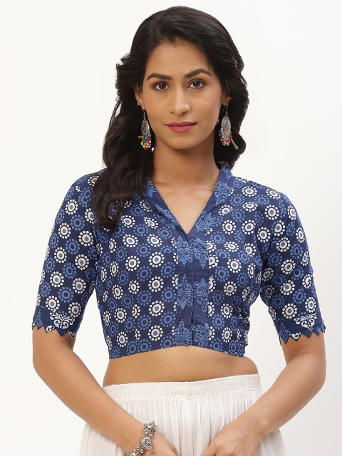 

Molcha Women Blue & White Ethnic Motif Printed Blouse