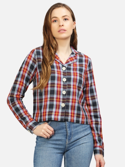 

IX IMPRESSION Black & Red Checked Shirt Style Top