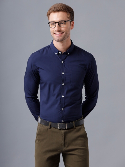 

YOVISH Men Navy Blue Smart Slim Fit Semiformal Shirt