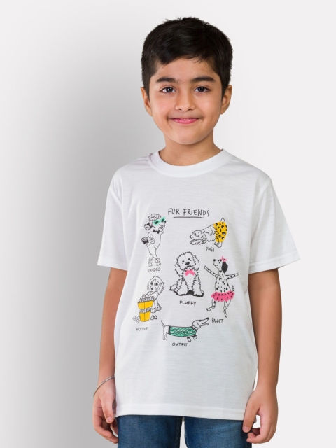 

Growing Tree Kids White Printed Raw Edge Outdoor T-shirt