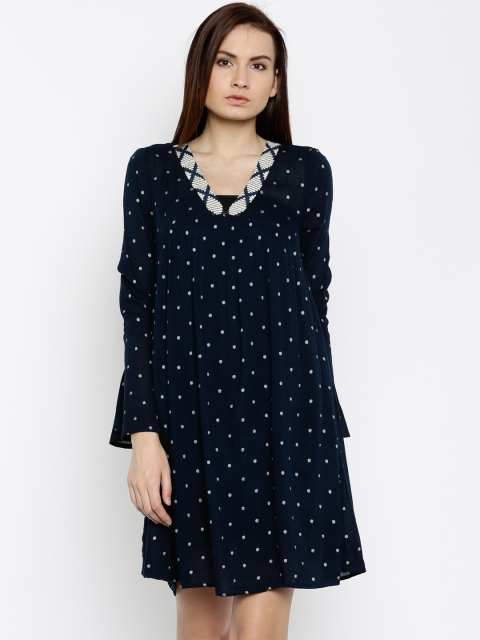 

Vero Moda Women Navy Self-design A-Line Dress, Navy blue